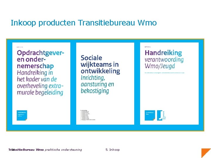 Inkoop producten Transitiebureau Wmo 26 Transitie. Bureau Wmo praktische ondersteuning 5. Inkoop 