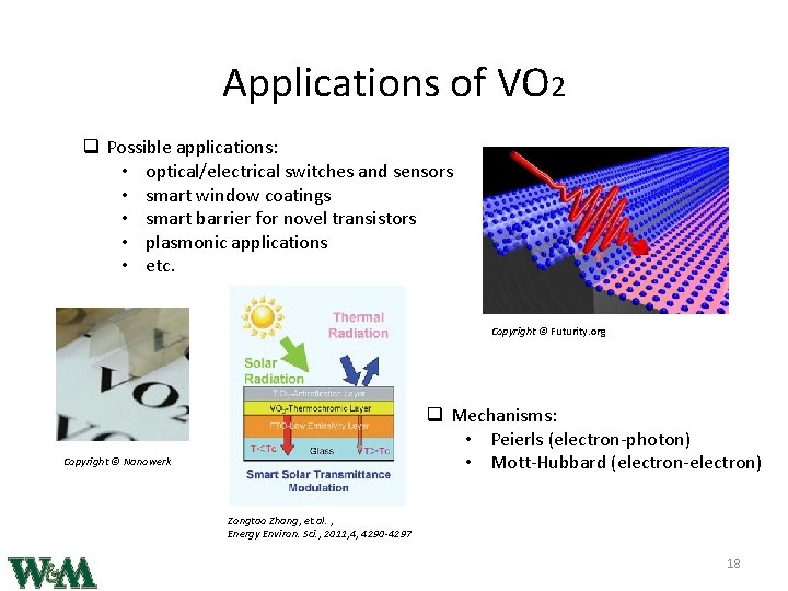 Applications of VO 2 q Possible applications: • optical/electrical switches and sensors • smart