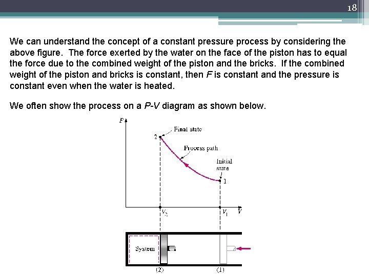 18 We can understand the concept of a constant pressure process by considering the
