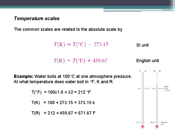 Temperature scales The common scales are related to the absolute scale by SI unit