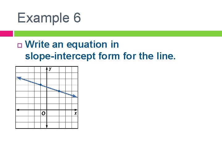 Example 6 Write an equation in slope-intercept form for the line. • • 