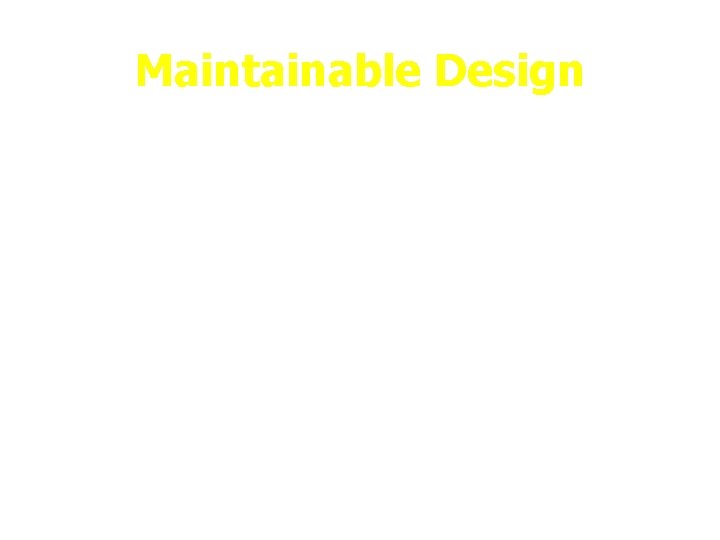 Maintainable Design Maintenance contributes towards a major share of the overall software cost, the