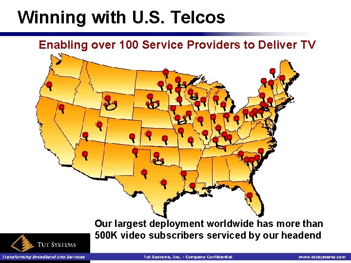 Winning with U. S. Telcos Enabling over 100 Service Providers to Deliver TV Our