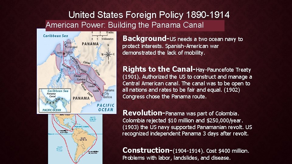 United States Foreign Policy 1890 -1914 American Power: Building the Panama Canal Background-US needs