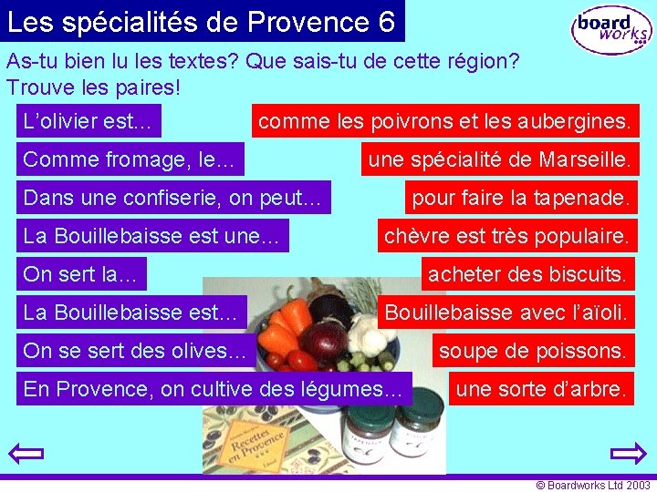 Les spécialités de Provence 6 As-tu bien lu les textes? Que sais-tu de cette