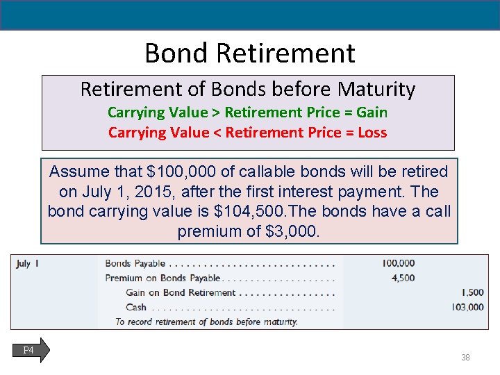 14 - 38 Bond Retirement of Bonds before Maturity Carrying Value > Retirement Price