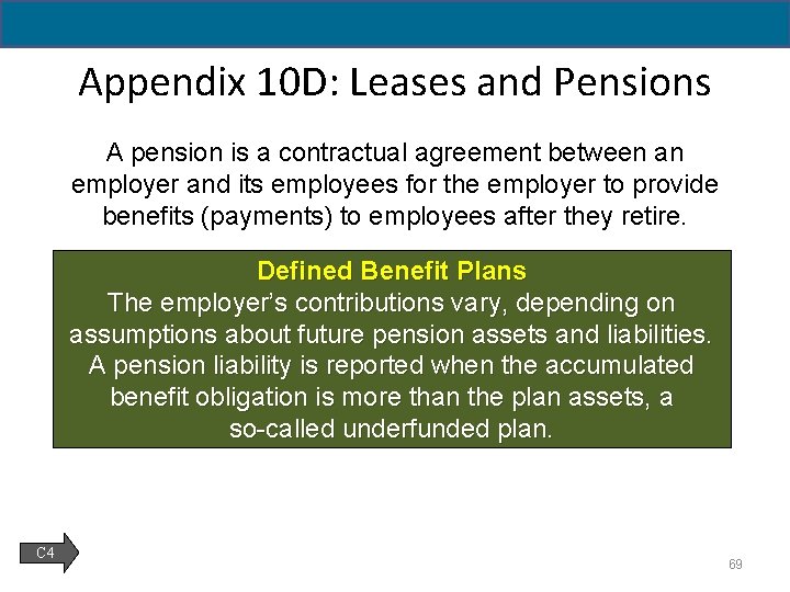 14 - 69 Appendix 10 D: Leases and Pensions A pension is a contractual