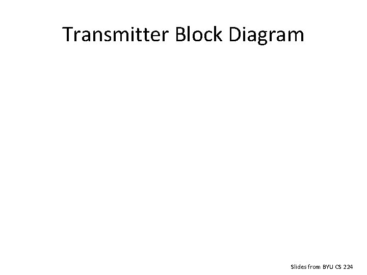 Transmitter Block Diagram Slides from BYU CS 224 
