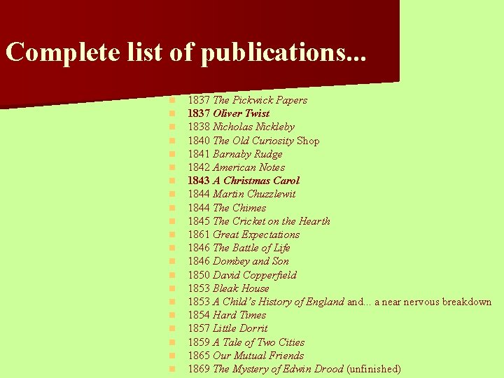 Complete list of publications. . . n n n n n n 1837 The