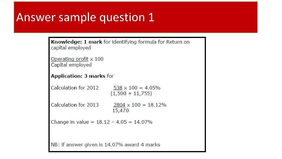 Answer sample question 1 