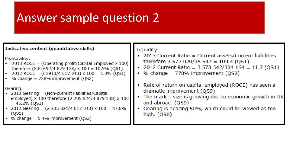 Answer sample question 2 