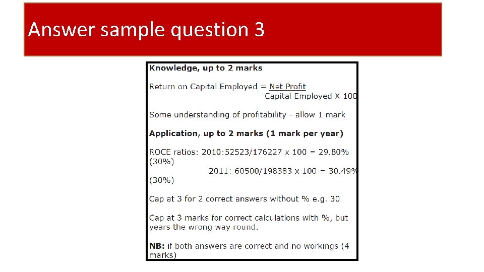 Answer sample question 3 