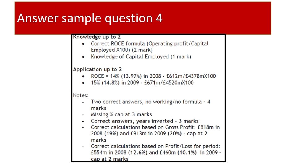 Answer sample question 4 