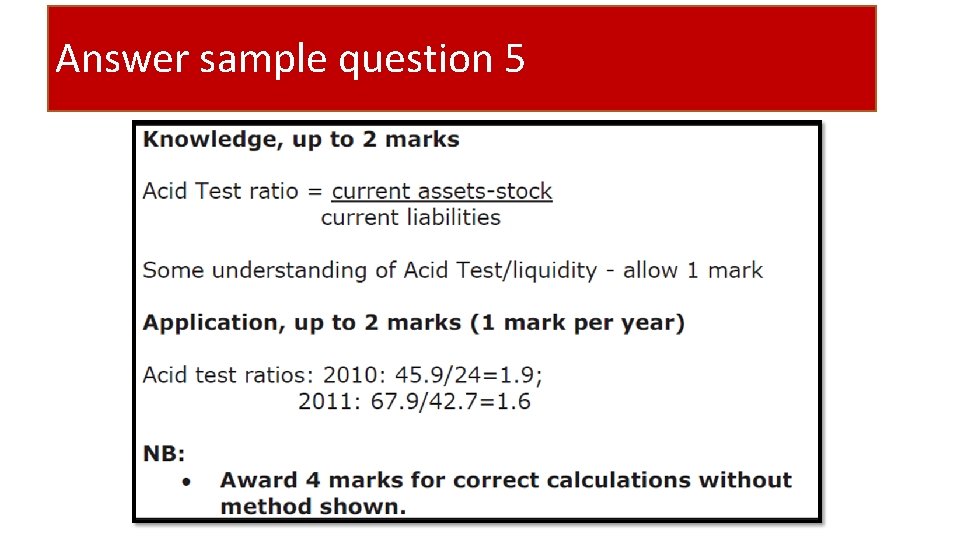Answer sample question 5 