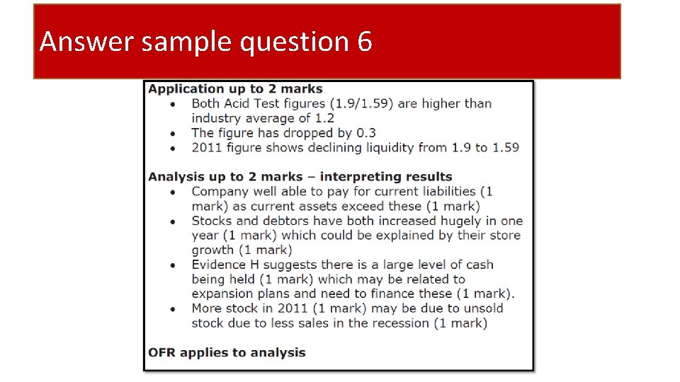 Answer sample question 6 