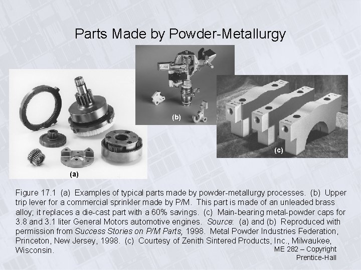 Parts Made by Powder-Metallurgy (b) (c) (a) Figure 17. 1 (a) Examples of typical