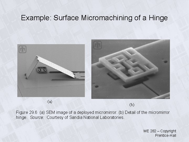 Example: Surface Micromachining of a Hinge (a) (b) Figure 29. 6 (a) SEM image