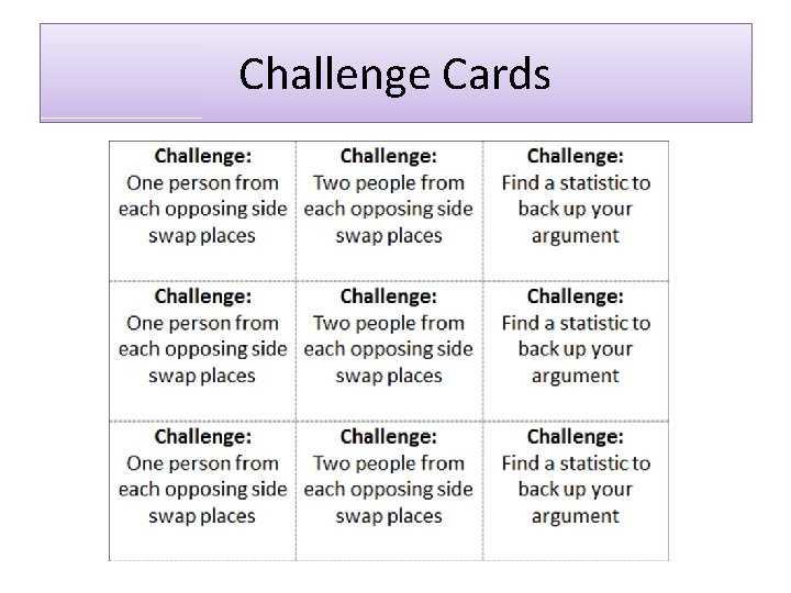 Challenge Cards 