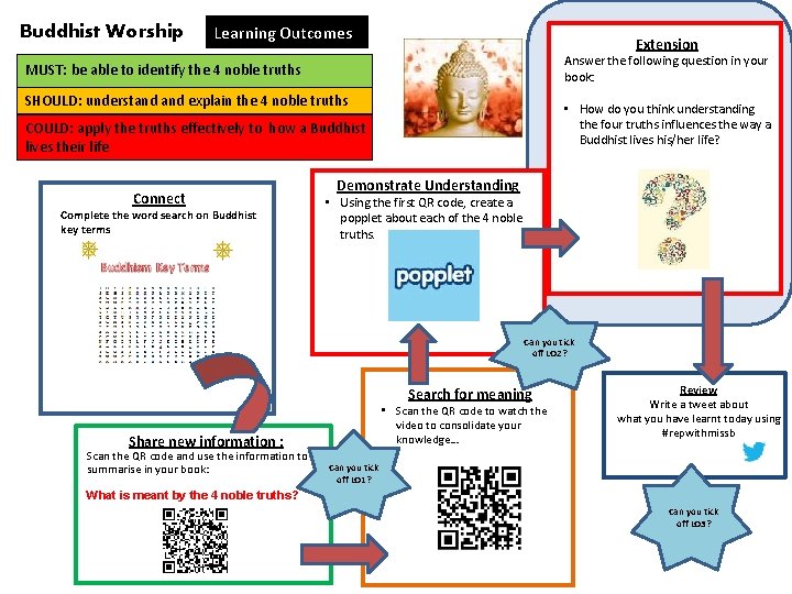 Buddhist Worship Learning Outcomes: Extension Answer the following question in your book: MUST: be Buddhist Worship Learning Outcomes: Extension Answer the following question in your book: MUST: be
