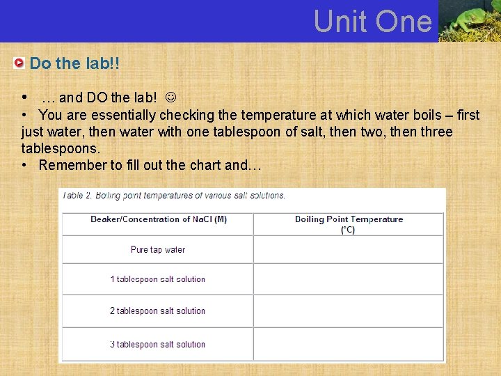 Unit One Do the lab!! • … and DO the lab! • You are