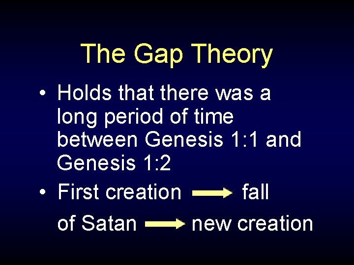 The Gap Theory • Holds that there was a long period of time between