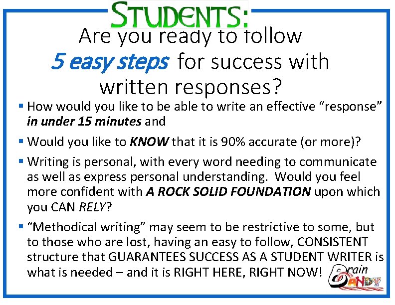 Students: Are you ready to follow 5 easy steps for success with written responses?