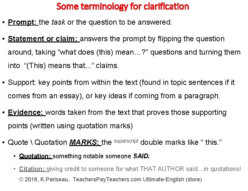 Some terminology for clarification • Prompt: the task or the question to be answered.