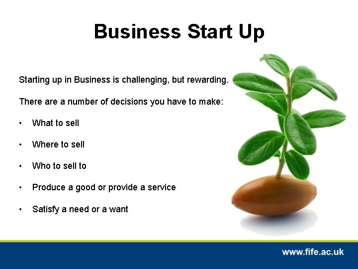Business Start Up Starting up in Business is challenging, but rewarding. There a number