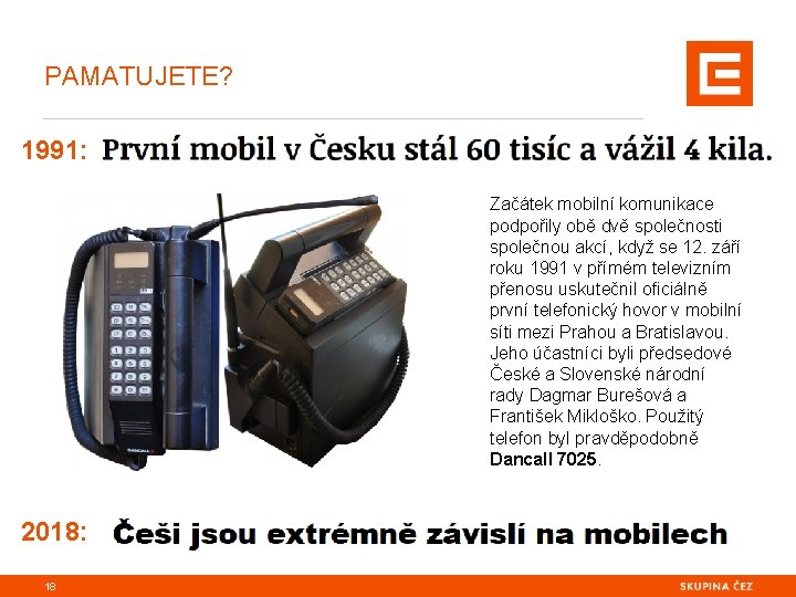 PAMATUJETE? 1991: Začátek mobilní komunikace podpořily obě dvě společnosti společnou akcí, když se 12.