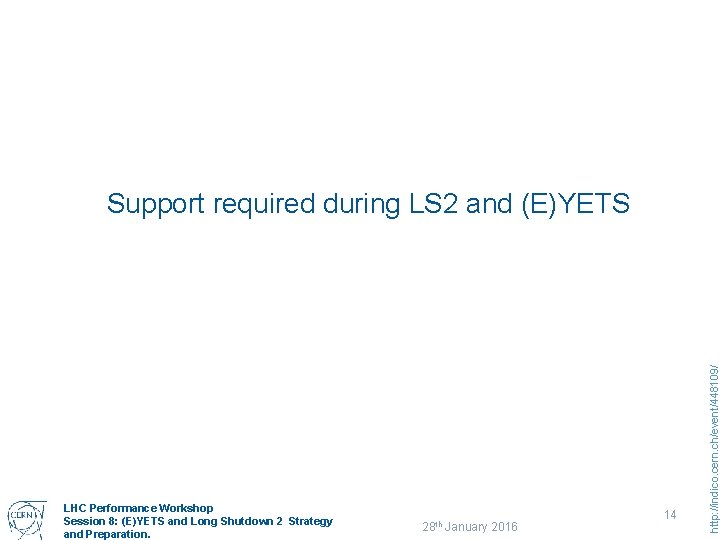 LHC Performance Workshop Session 8: (E)YETS and Long Shutdown 2 Strategy and Preparation. 28