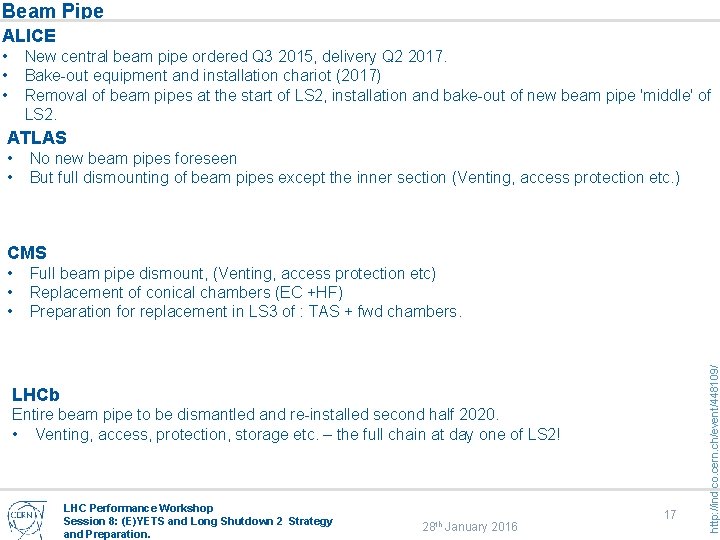 Beam Pipe ALICE • • • New central beam pipe ordered Q 3 2015,