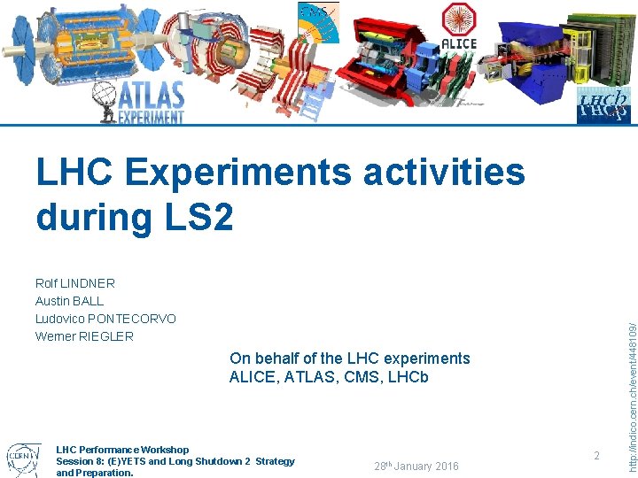 Rolf LINDNER Austin BALL Ludovico PONTECORVO Werner RIEGLER On behalf of the LHC experiments