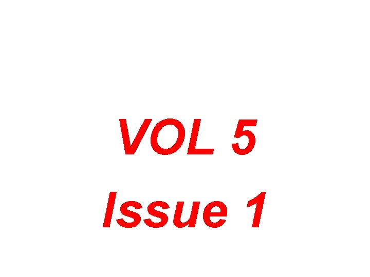 VOL 5 Issue 1 