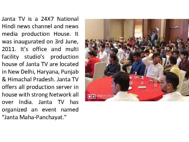 Janta TV is a 24 X 7 National Hindi news channel and news media