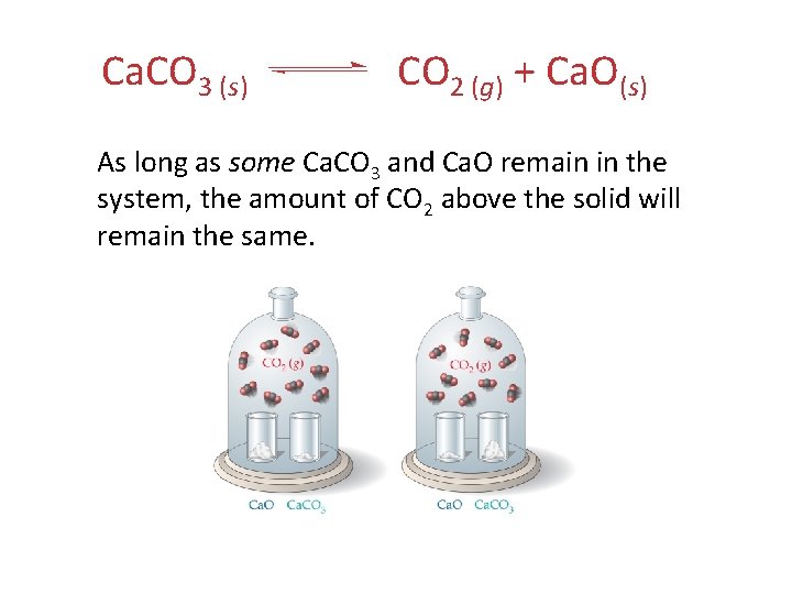 Ca. CO 3 (s) CO 2 (g) + Ca. O(s) As long as some