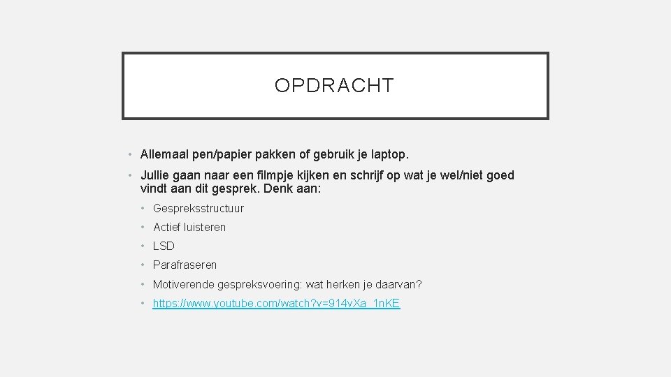 OPDRACHT • Allemaal pen/papier pakken of gebruik je laptop. • Jullie gaan naar een