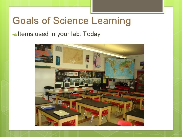 Goals of Science Learning Items used in your lab: Today 
