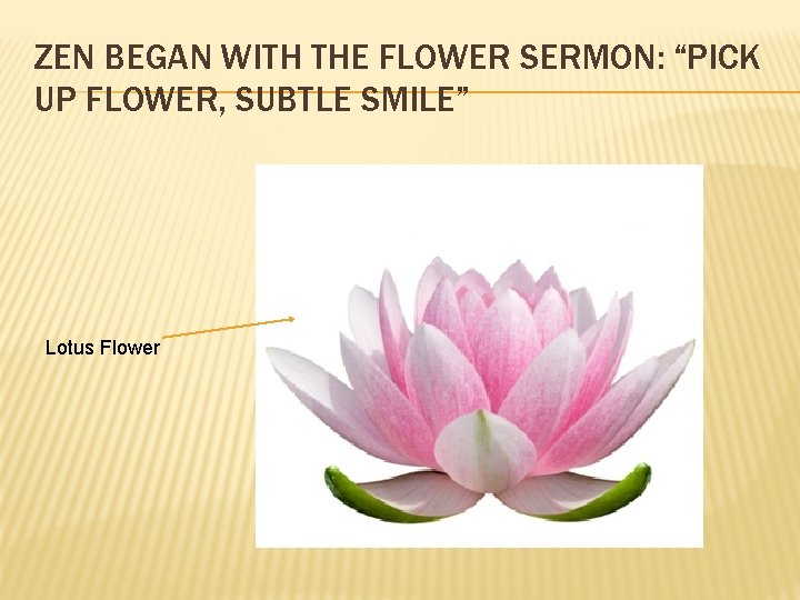 ZEN BEGAN WITH THE FLOWER SERMON: “PICK UP FLOWER, SUBTLE SMILE” Lotus Flower 