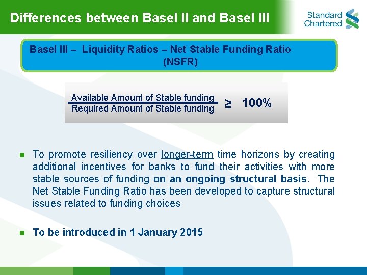 Differences between Basel II and Basel IIl Basel lll – Liquidity Ratios – Net