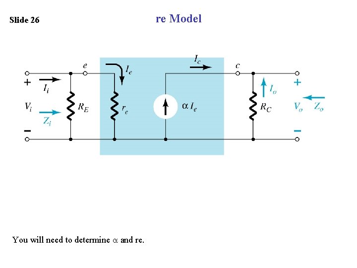 Slide 26 You will need to determine and re. re Model 