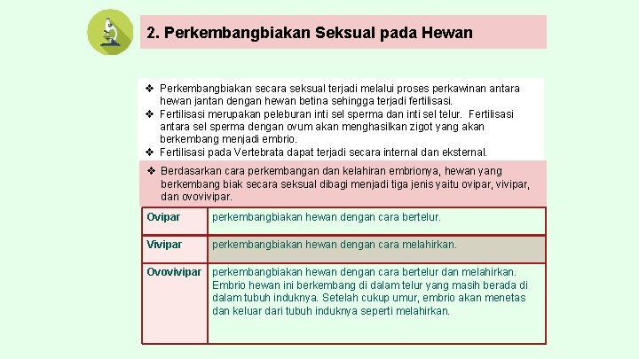 2. Perkembangbiakan Seksual pada Hewan v Perkembangbiakan secara seksual terjadi melalui proses perkawinan antara