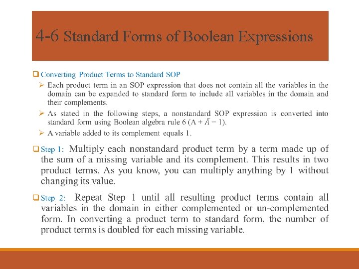 4 -6 Standard Forms of Boolean Expressions q 4 -6 Standard Forms of Boolean Expressions q