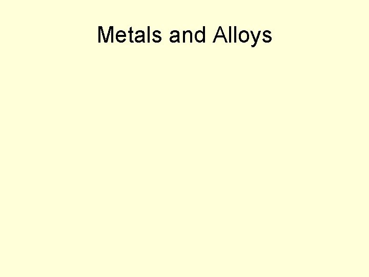 Metals and Alloys 