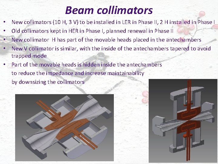 Beam collimators New collimators (10 H, 3 V) to be installed in LER in