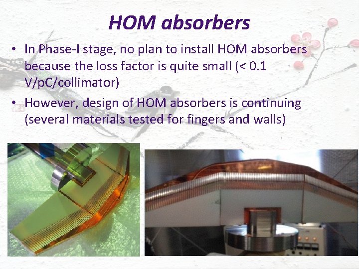 HOM absorbers • In Phase-I stage, no plan to install HOM absorbers because the