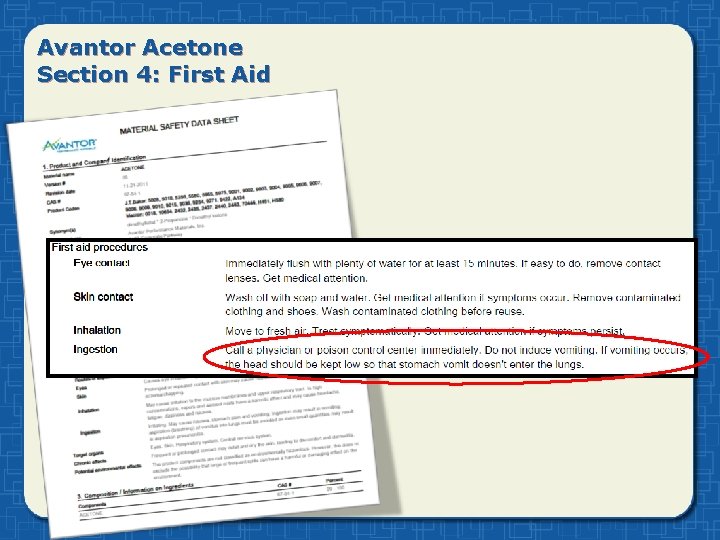 Avantor Acetone Section 4: First Aid 