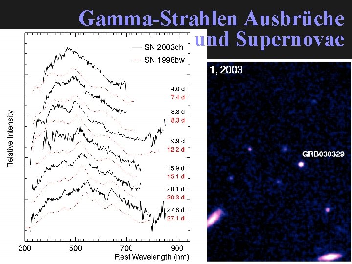 Gamma-Strahlen Ausbrüche und Supernovae SN 2003 dh 