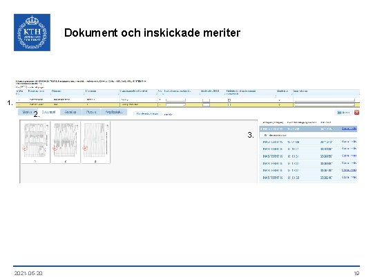 Dokument och inskickade meriter 1. 2. 3. 2021 -05 -20 19 