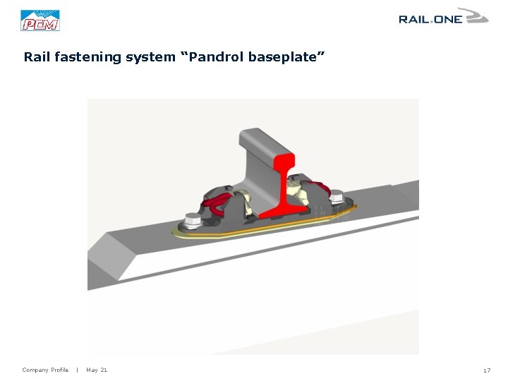 Rail fastening system “Pandrol baseplate” Company Profile | May 21 17 