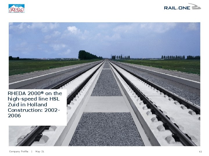 RHEDA 2000® on the high-speed line HSL Zuid in Holland Construction: 20022006 Company Profile